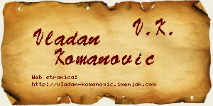 Vladan Komanović vizit kartica